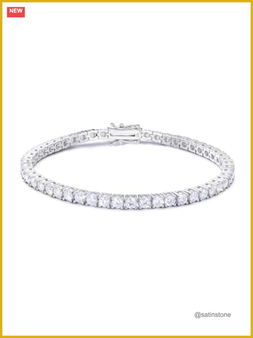 Moissanite Tennis Bracelet 925 Sterling Silver Rhodium Plated Lobster Clasp